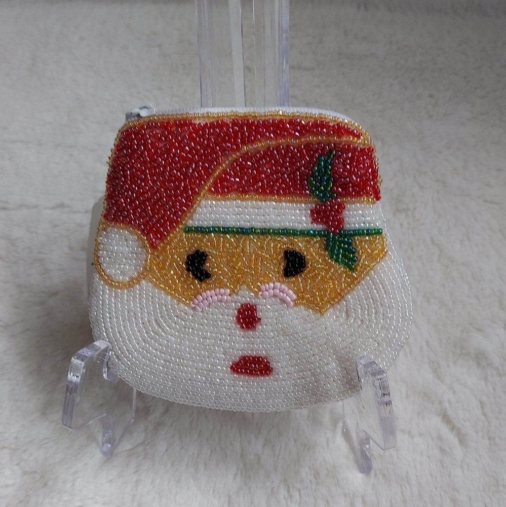 JOHN WEITZ Women's Adorable Collectible Beaded Santa Coin Purse